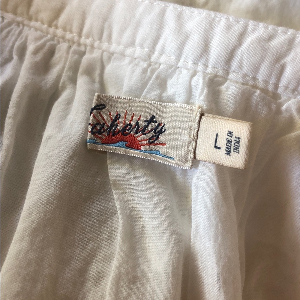Faherty Carmel Eyelet Top White Size L Organic Cotton Short Sleeve - Picture 5 of 7